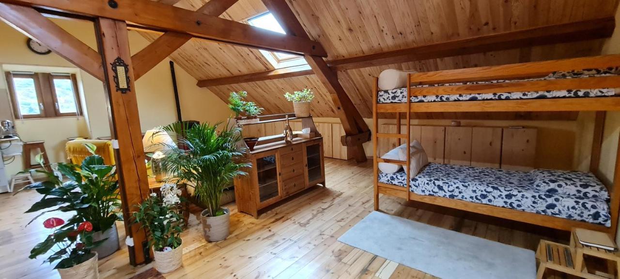Loft Mansarde Du Train Jaune Avec Vue Sur Les Montagnes 사일라구즈 외부 사진